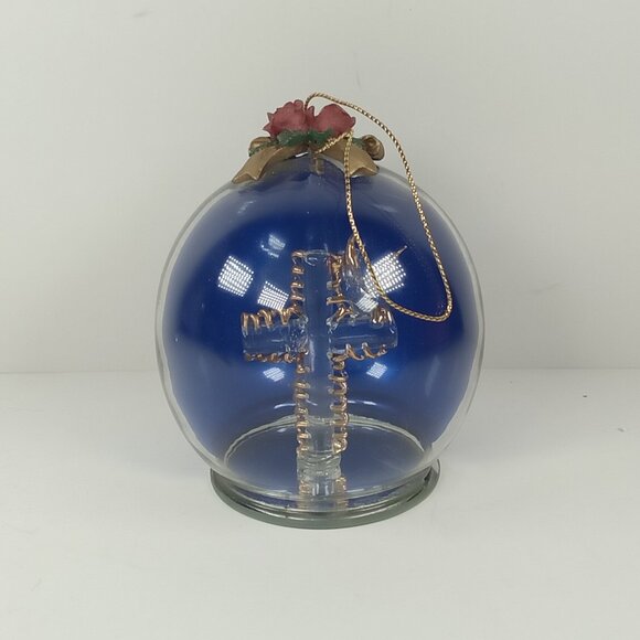 Glass Collection High Quality Cross w/ Dove Christmas Holiday Ornament - Picture 1 of 8